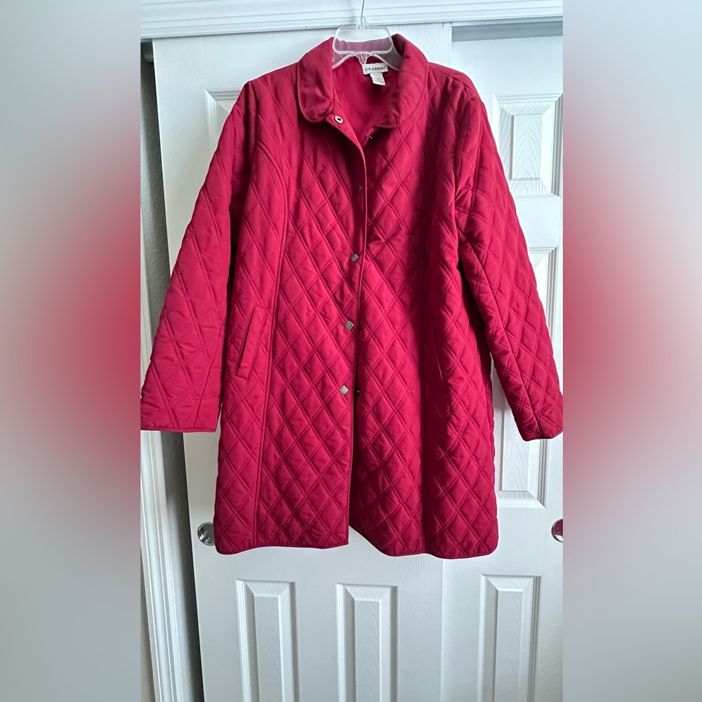 Red quilted coat